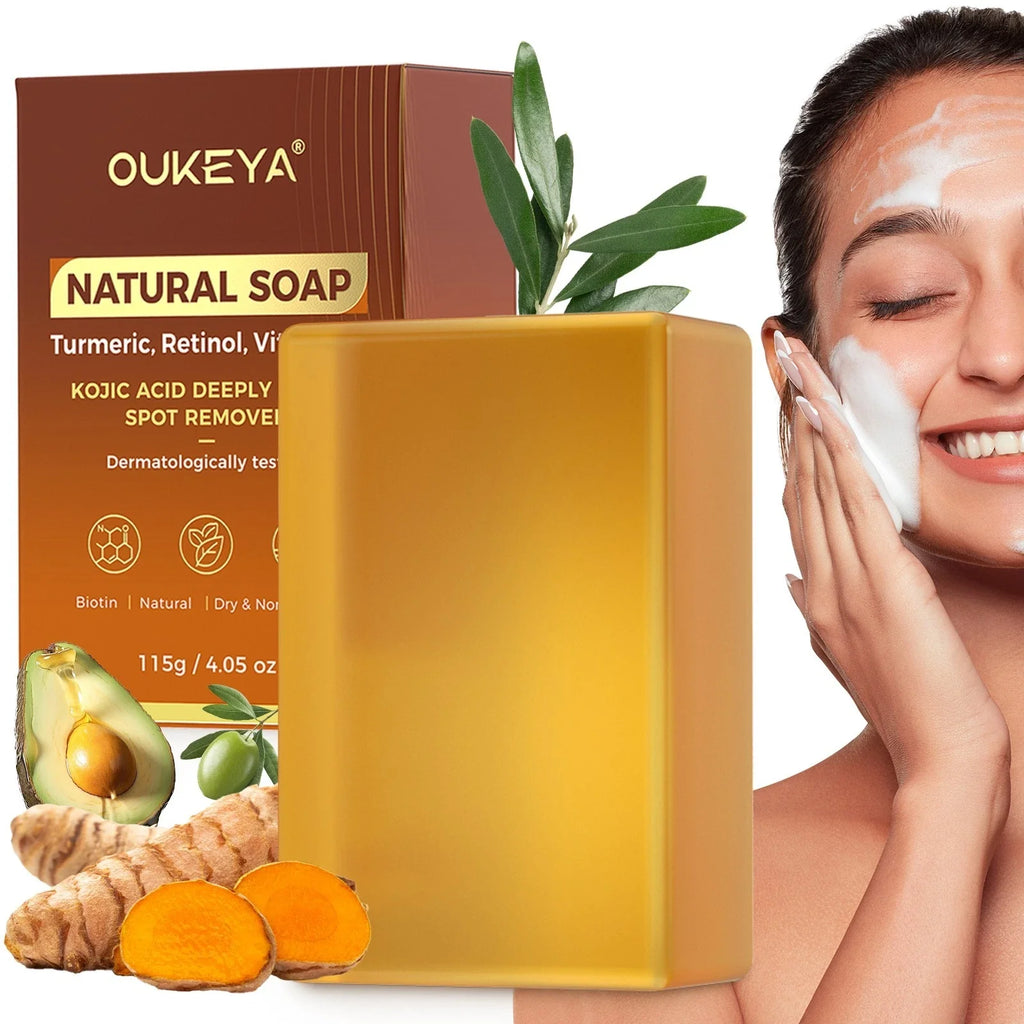 Turmeric Soap Bar For Dark Spot Remover with Retinol,Vitamin C,Kojic Acid