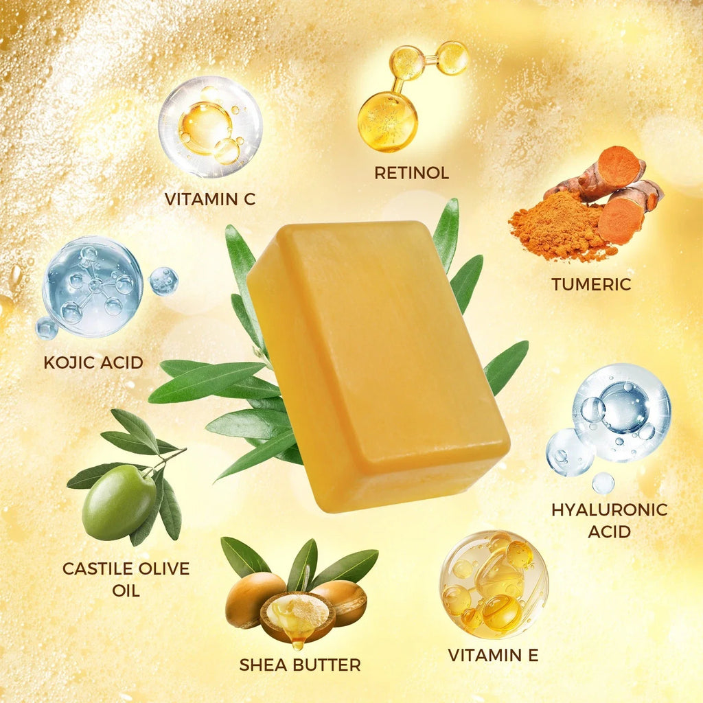 Turmeric Soap Bar For Dark Spot Remover with Retinol,Vitamin C,Kojic Acid